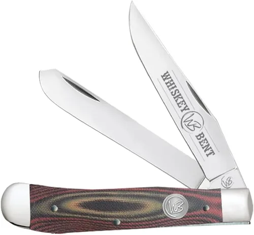 Vista 27 de WHISKEY BENT HAT CO. Navaja de bolsillo plegable tradicional Trapper de 4.125 pulgadas, longitud cerrada, cuchillas de acero inoxidable 440C (azteca)
