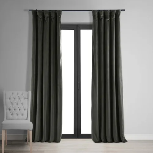Vista 59 de HPD Half Price Drapes Cortinas Opacas Térmicas de Terciopelo Signature para Sala de Estar de 63 Pulgadas de Largo (1 Panel) con Bolsillo para Barra