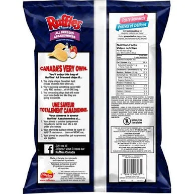 Vista 6 de Lay's Ruffles Papas fritas, todas aderezadas, 7.1 onzas, {Importadas de Canadá}