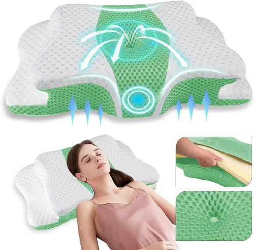 Vista 13 de Almohada Cervical para Alivio del Dolor para Soporte del Cuello, Almohada Ergonómica Ajustable para Dormir Cómodamente, Almohadas Ortopédicas