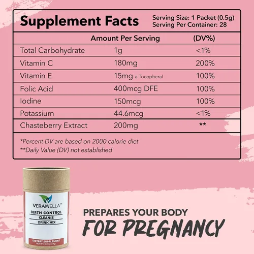 Vista 5 de Limpieza anticonceptiva 28 porciones Suplementos de fertilidad para mujeres para equilibrar las hormonas, apoyar y regular tu ciclo Mezcla