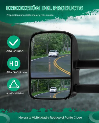Vista 6 de SCITOO Espejos de remolque compatibles con 1988-1998 para Chevy Silverado para GMC Sierra 1500 2500 3500 Pickup Truck Espejos ajustables manualmente