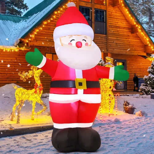 Vista 4 de GOOSH - Decoraciones inflables de Navidad de 1.5 m de Papá Noel al aire libre, Papá Noel inflable de pie para patio con luces LED integradas