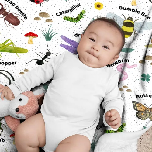 Vista 3 de Manta de insectos Regalos de insectos para niños y niñas Manta ultrasuave de mariquita para todas las estaciones Decoración de abeja