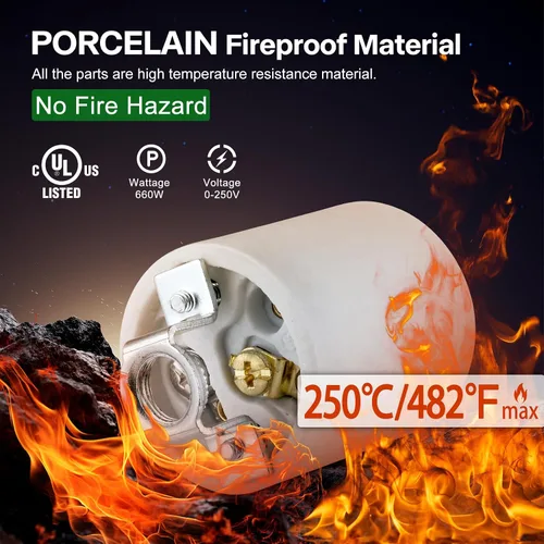 Vista 2 de Enchufe de luz E26,Soporte de lámpara de enchufe de bombilla de tornillo Medimun estándar,Enchufe de luz de porcelana con fijación de tornillo
