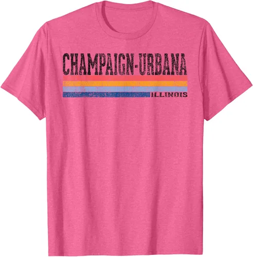Vista 45 de clásico 1980s estilo champaign-urbana Illinois T Shirt, hombre 2XL, Blanco