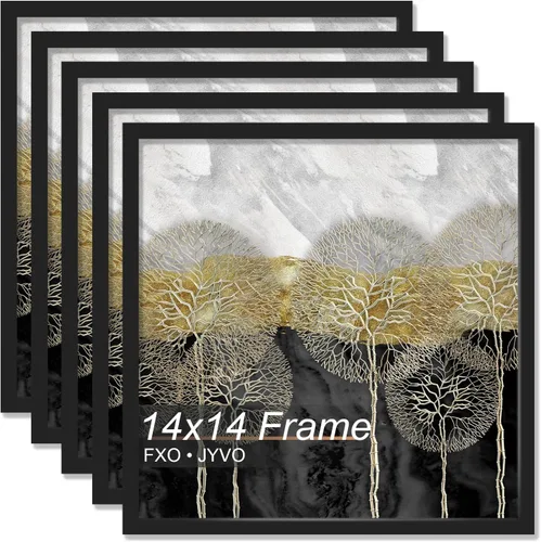 Vista 32 de Fxojyvo Marco de 4 x 4 pulgadas, marco negro para póster cuadrado de 4 x 4, peso ligero y altamente transparente, marco de 4 x 4 para pared, 1