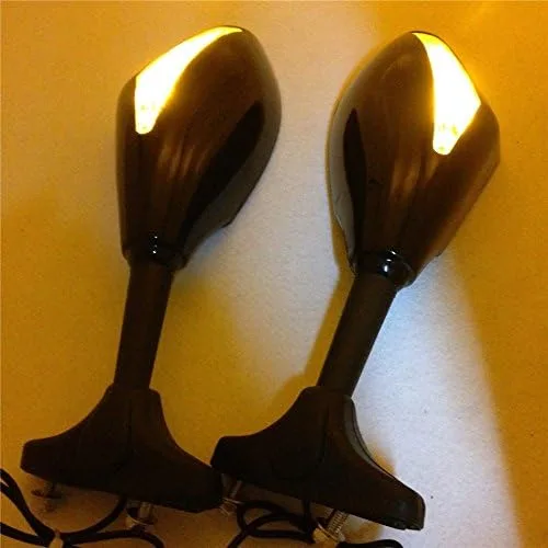 Vista 3 de SMT - Espejos laterales LED integrados compatibles con Universal Bike Gloss Black [B075VLFBVG]