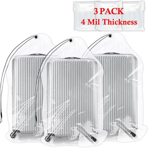Vista 8 de Bolsas de plástico transparentes extragrandes con cordón de 157x79 cm, 3 paquetes (4 milímetros), bolsa de almacenamiento reutilizable a prueba