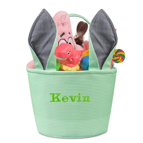 Vista 10 de Jocidea - Cesta de Pascua personalizada, cestas de conejo de Pascua para niños, color azul