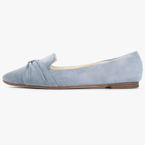 Vista 2 de MUSSHOE Zapatos planos de ballet para mujer, cómodos, puntiagudos, planos, con lazo
