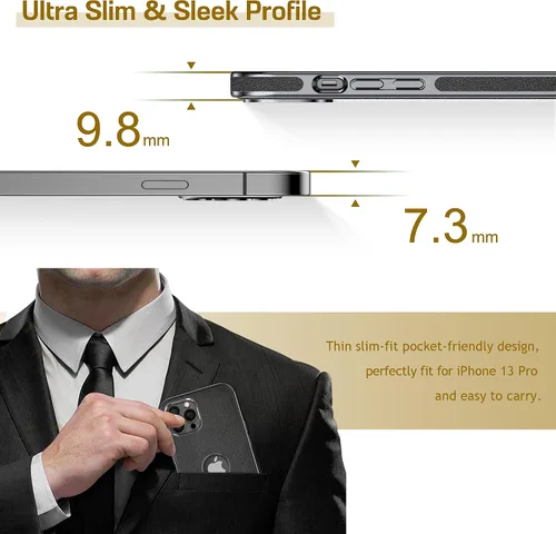 Vista 3 de LOHASIC Funda de cuero para iPhone 13 Pro, delgada de lujo para hombres y mujeres de negocios, funda de PU suave antideslizante a prueba de golpes