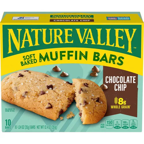 Vista 3 de Nature Valley Barras de magdalenas horneadas suaves, chispas de chocolate, barras de aperitivos, 10 barras, 12.4 onzas