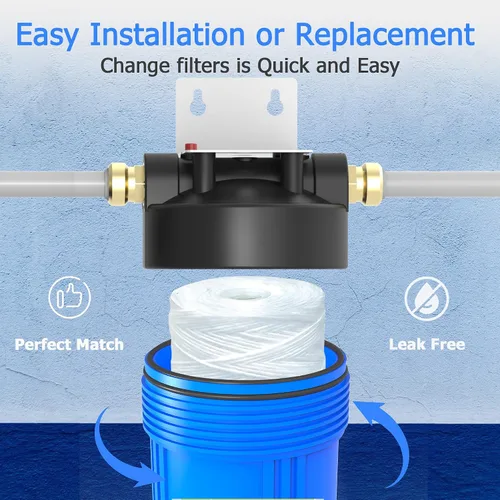 Vista 5 de Cartucho de filtro de agua de 5 micrones para toda la casa, filtros de sedimentos para heridas de cuerda para agua de pozo, repuesto para cartuchos