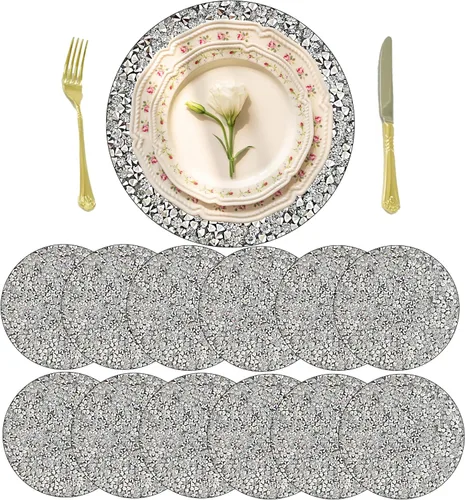 Vista 11 de Manteles Individuales Dorados Tapete Dorado Resistente al Calor Decoración de Diamante Triturado Decoración de Pedrería Decoraciones de Otoño