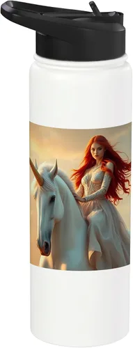 Vista 9 de Magical Unicorn & Enchanting Rider Graphic Collection Stainless Steel Insulated Water Bottle Black