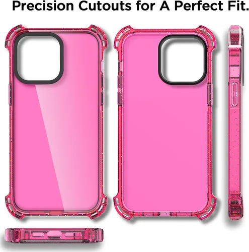 Vista 7 de AICase Funda Rebote Rosa Neón Brillante Compatible con iPhone 15, Transparente a Prueba de Impactos Resistente a Golpes Linda Femenina Adolescente
