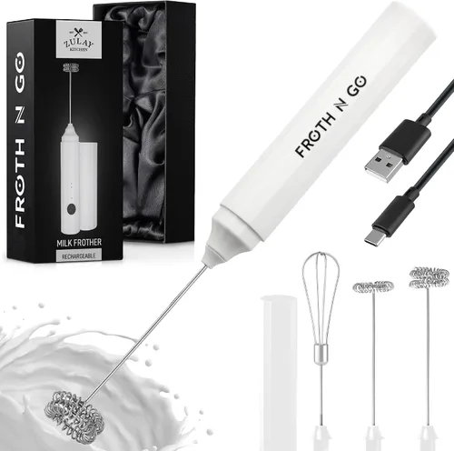 Vista 40 de Varita de espumador de leche mini y potente – Potente espumador de café de mano, mezclador de bebidas operado con batería – Tamaño de bolsillo