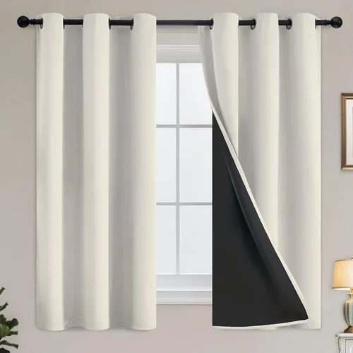 Vista 62 de Yakamok Cortinas negras, cortinas de ventana con aislamiento térmico y eficiencia energética para dormitorio, cortinas opacas completas y cortinas