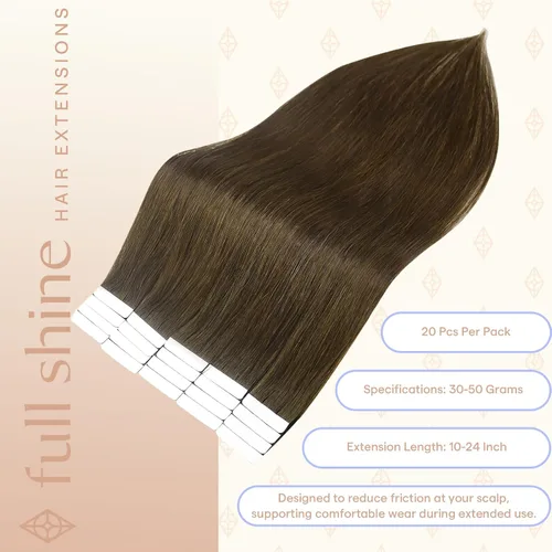 Vista 38 de Full Shine - Extensiones de cabello humano con cinta, mezcla de rubio hongo # 8 castaño ceniza resaltado 60 rubio ceniza