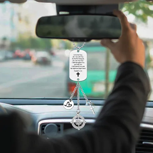 Vista 3 de Regalos cristianos, adorno colgante de versículo de la Biblia, regalo para espejo retrovisor de automóvil, accesorios colgantes para mujeres