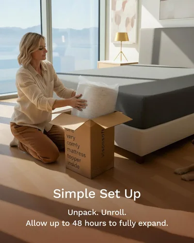 Vista 7 de ViscoSoft Cubrecolchón de espuma viscoelástica de 5,1 cm, seleccionado con alta densidad y ventilación, para cama individual - Funda de rayón