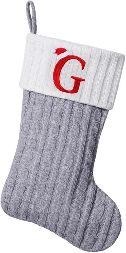 Vista 31 de Medias de Navidad personalizadas de 19 pulgadas con iniciales bordadas, medias de Navidad de punto negro para decoraciones de vacaciones familiares
