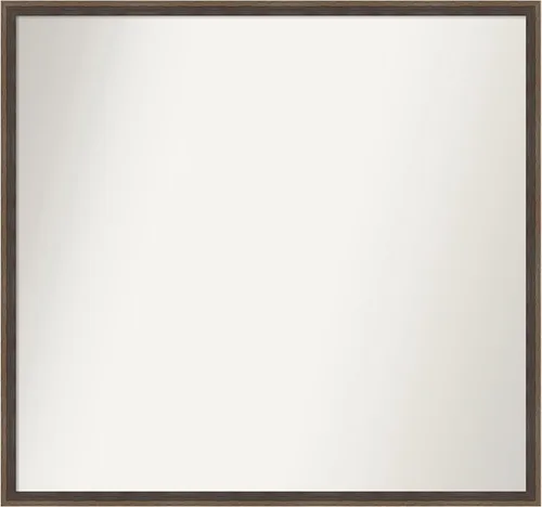 Vista 26 de Amanti Art Brown Bathroom Mirror for Over Sink, 21x33 Custom Made Hardwood Wedge Mocha Rectangle Vanity Mirror, Large Modern Wood Frame, Hangs