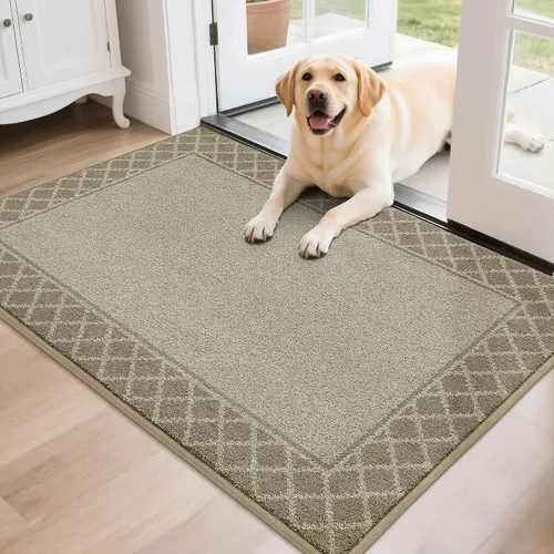 Vista 19 de BEQHAUSE Tapete para puerta atrapador de suciedad, antideslizante, absorbente, de bienvenida, de bajo perfil, lavable, para patas fangosas, entrada