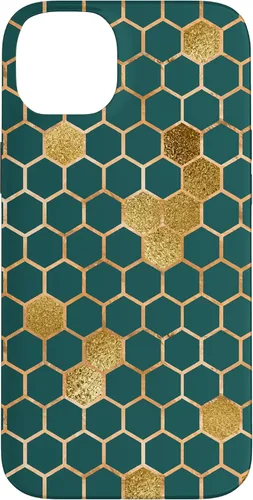 Vista 15 de Bees Honeycomb Pattern Print Honey Hexagon Bees Hive - Green Case for iPhone 17