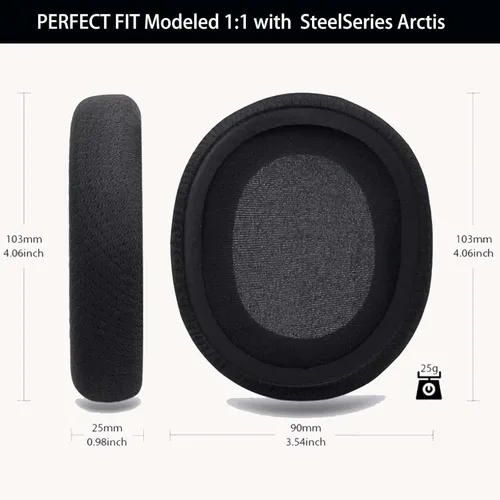 Vista 4 de Compatible con SteelSeries Arctis 7 - Almohadillas de repuesto para auriculares inalámbricos Arctis 3, 5, 7, 9, 1 y Pro