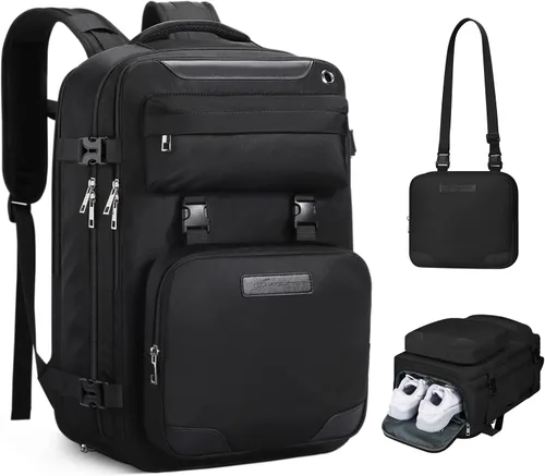 Vista 10 de Maelstrom - Mochila de viaje para hombres y mujeres, portátil de 17.3 pulgadas con compartimento para zapatos Detachable Crossbody Bag