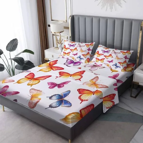 Vista 8 de Sábanas de mariposa tamaño Queen – Sábanas de microfibra suave y bolsillo profundo, sábanas y fundas de almohada estampadas sin arrugas, 1 sábana