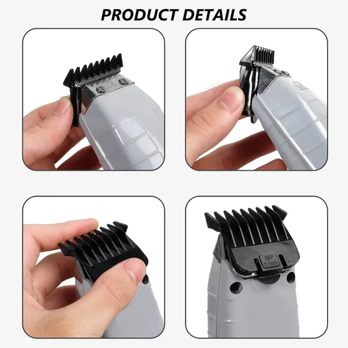 Vista 3 de Paquete de 4 protectores para cortapelos Andis T Outliner, protectores guía de 1/16", 1/8", 1/4", 3/8", juego de peines de acoplamiento a presión