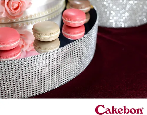 Vista 6 de Cakebon Soportes para tartas, color plateado de 12 pulgadas con diamantes de imitación para pasteles y pasteles, espuma de poliestireno ligera