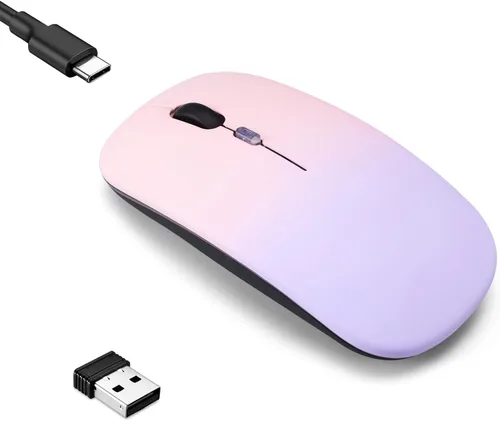 Vista 12 de Paquete de 10 ratones inalámbricos Bluetooth, LED de doble modo recargable, silencioso y delgado, portátil (receptor BT5.2+USB), mouse
