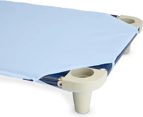 Vista 6 de Rollee Pollee Sábanas de microfibra azul para cuna, súper suaves y duraderas con bucles elásticos, ideales para preescolar y guardería para siestas