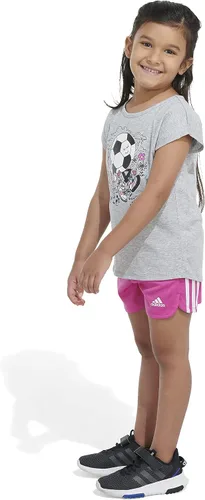 Vista 5 de adidas girls 2 Piece Graphic Tee & Mesh Short Set