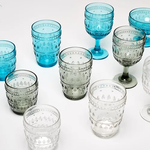 Vista 2 de Euro Ceramica Fez Collection - Juego de 4 vasos y cristalería, 14 onzas, diseño de mandala, transparente