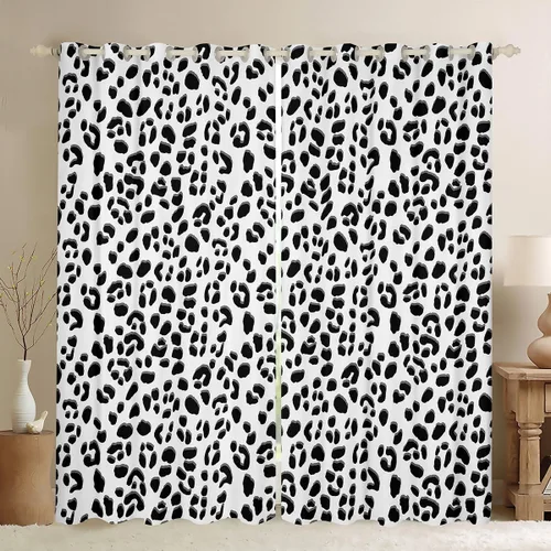 Vista 36 de Feelyou Purple Leopard Print Blackout Curtains Black Wild Safari Darkening Drapes for Bedroom Living Room Decor Cheetah Fur Wildlife Thermal