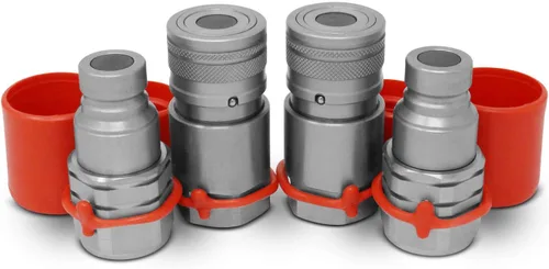 Vista 9 de Summit Hydraulics 1/2" Acopladores Hidráulicos de Conexión Rápida de Cara Plana para Dirección de Patín Bobcat Set con Tapas Antipolvo