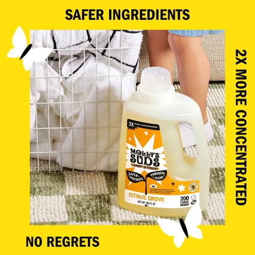 Vista 3 de Molly's Suds Detergente líquido para ropa Jabón detergente limpio para ropa para pieles sensibles 2 veces concentrado, alta eficiencia (HE)