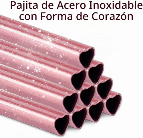 Vista 8 de NiHome - Juego de 10 pajitas de acero inoxidable con forma de corazón de 30 cm para vaso Stanley de 40 oz, con 2 cepillos de limpieza, reutilizables