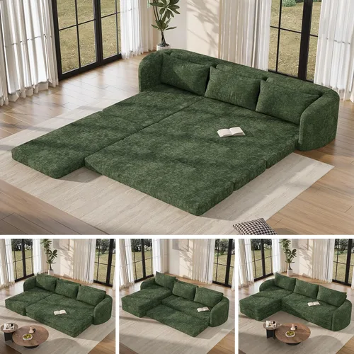 Vista 17 de Vesgantti Sofá modular sin hueso de 114 pulgadas, moderno sofá de 5 plazas en forma de U con 2 otomanas y asientos profundos, sofás de nube