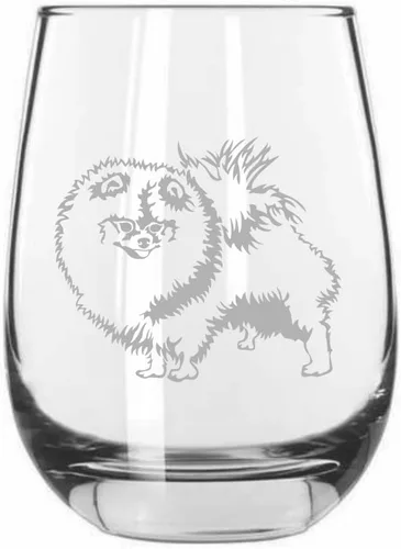 Vista 346 de Shar Pei (chino) - Vaso de vino sin tallo grabado para perro, 15.25 onzas