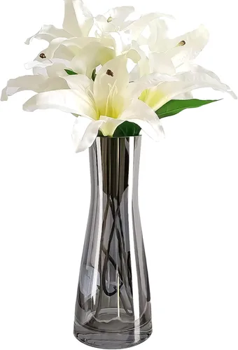 Vista 7 de Aoderun Florero para decoración de 10 pulgadas de cristal transparente para centros de mesa, jarrones grandes para flores, flores secas, decoración