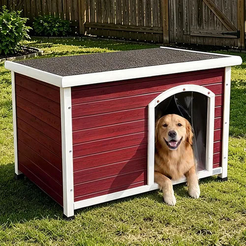 Vista 10 de Petsfit - casetas cuchas de madera para perros pequeños, medianos y perros grandes, resistente a la intemperie para perros, con patas elevadas.