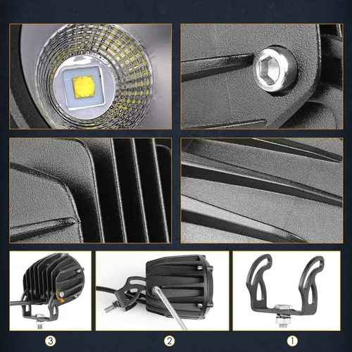 Vista 6 de Nirider - Luces de conducción LED, 2 unidades de 50 W CREE redondas de 3.5 pulgadas, luces antiniebla para motocicleta, combo de inundación, luces