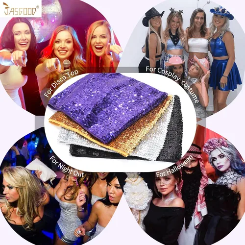 Vista 3 de JASGOOD Tops cortos de lentejuelas brillantes para mujer, tops de tubo metálicos sin tirantes, corsé de sirena con purpurina para fiesta y club