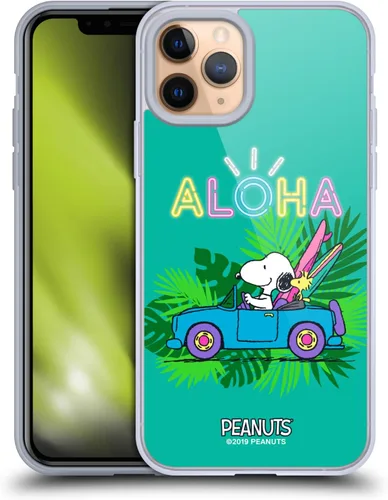 Vista 204 de Head Case Designs Funda de gel suave con licencia oficial de Peanuts Tropical Surf Snoopy Aloha Disco compatible con Apple iPhone 13 Mini Surf